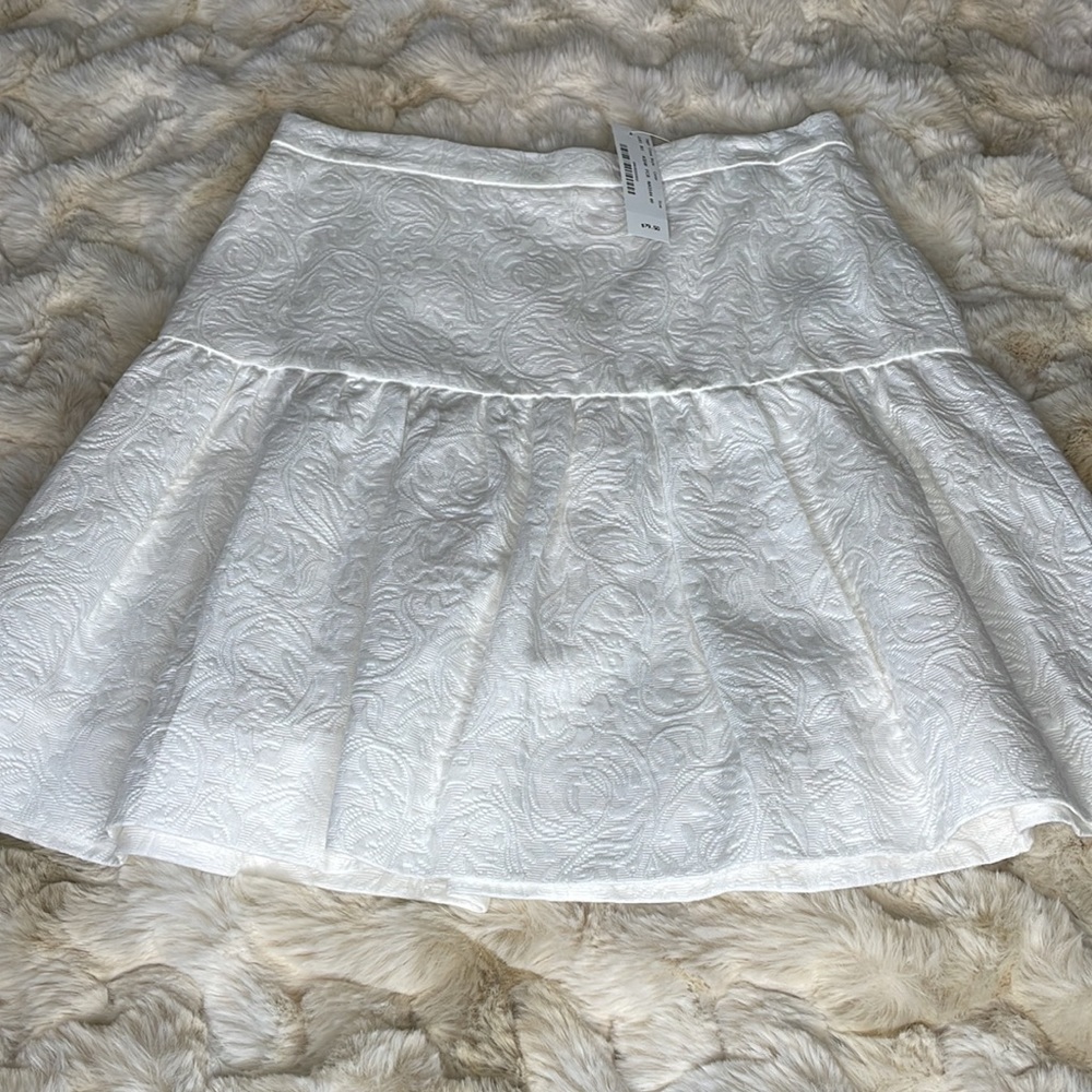 NWT {J Crew} Eyelet Flounce Drop waist Skirt in Creamy White